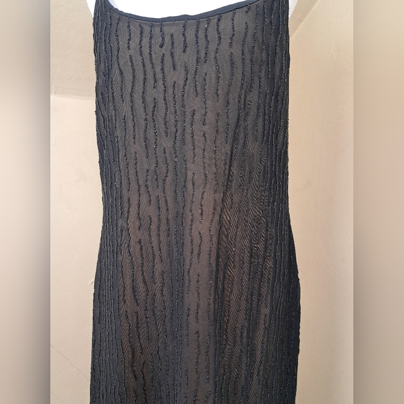 En Francais By Huey Waltzer Beaded Cocktail Black Dress Size 12 - Picture 3 of 14